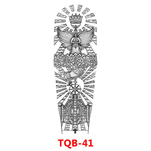 Waterproof Temporary Tattoo Sticker - Totem Geometric Full Arm Collection - AntiGreed Store