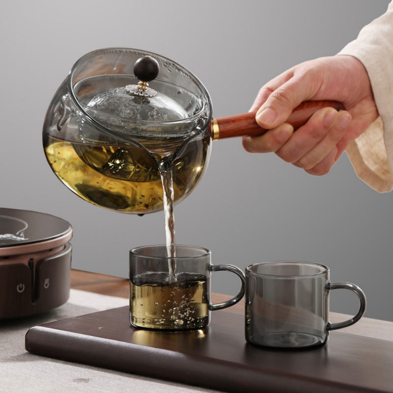 Semi-automatic Rotary Heat-resistant Glass Teapot - Elegant Tea Brewing - AntiGreed Store