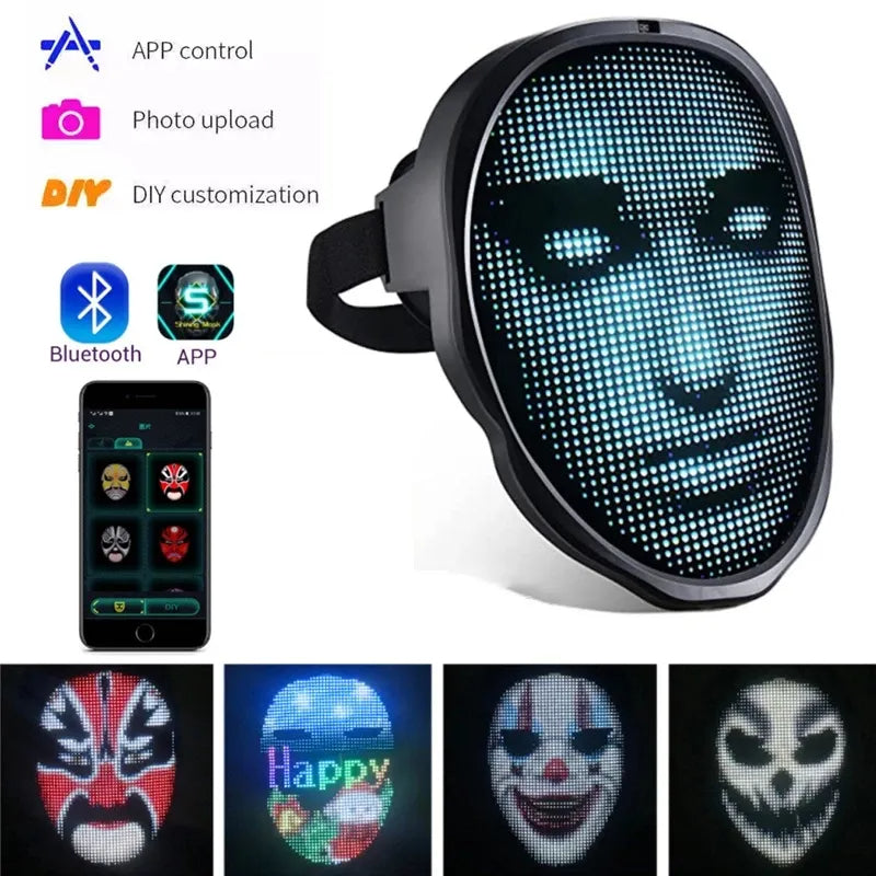 Halloween Face Masks Full Color LED Luminous Mask Face Changing Mask Party Bar Props - AntiGreed Store